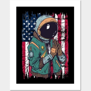 4th of July astronaut patriotic astronaut moon landing  american astronaut Posters and Art